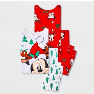 NWT:4pc. Disney Mix &Match long sleeve Unisex Printed MickeyMouse Kids PajamaSet